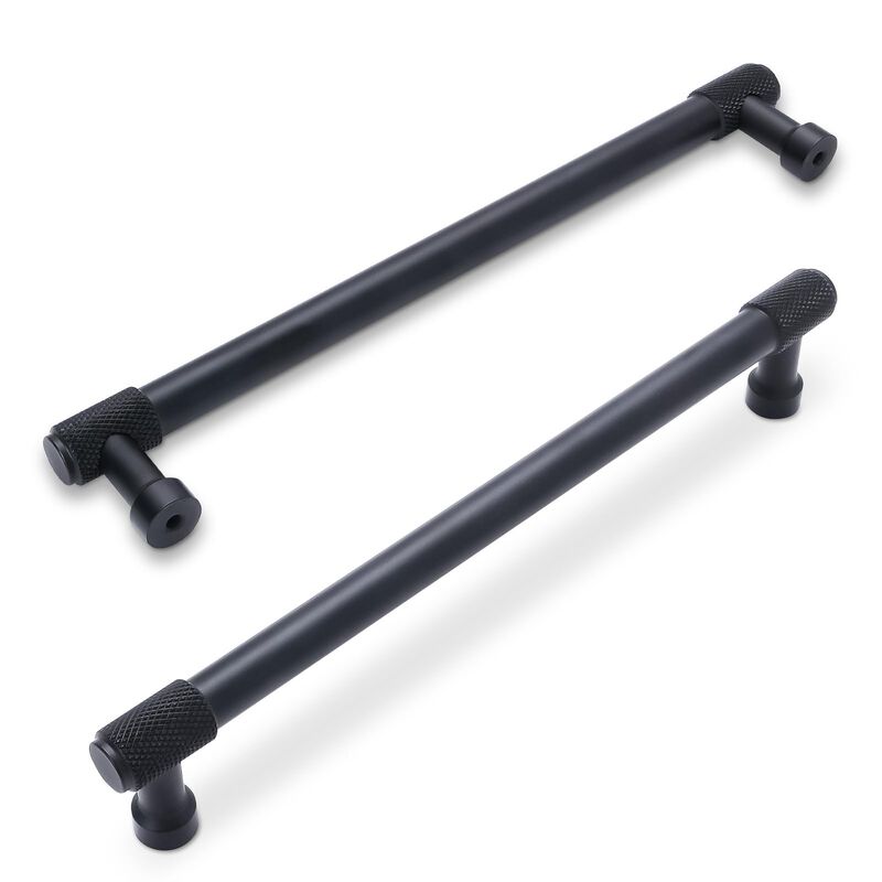 BUKOBYHE 10 Pack 7.5Inch(192mm) Kitchen Cabinet Handles Matte Black Knurled Cabinet Pulls Black Drawer Pulls Kitchen Hardware Ki