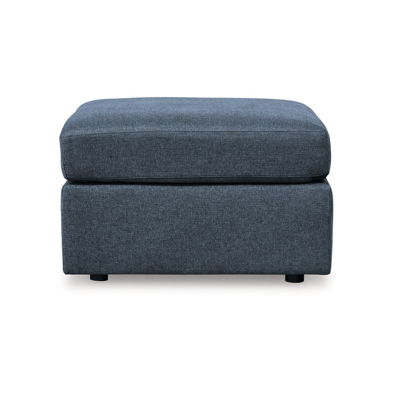 Meso Oversized Square Ottoman, Ink Blue Nuvella Polyester, 32 Inch - Benzara