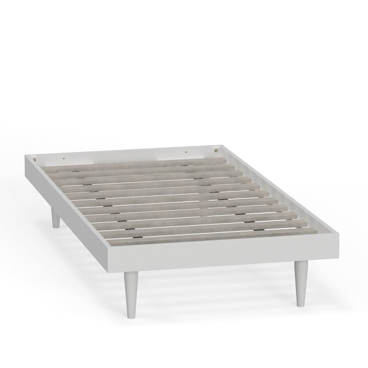 Comfort Pointe Sachse Twin Solid Wood Platform Bed Frame White