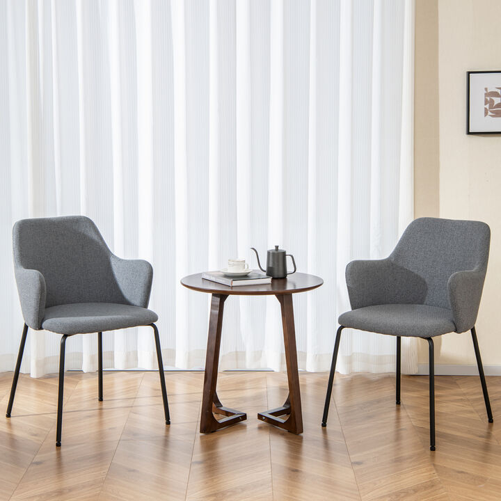 Dining Chairs Set of 2 with Curved Backrest, Wide Seat and Armrests