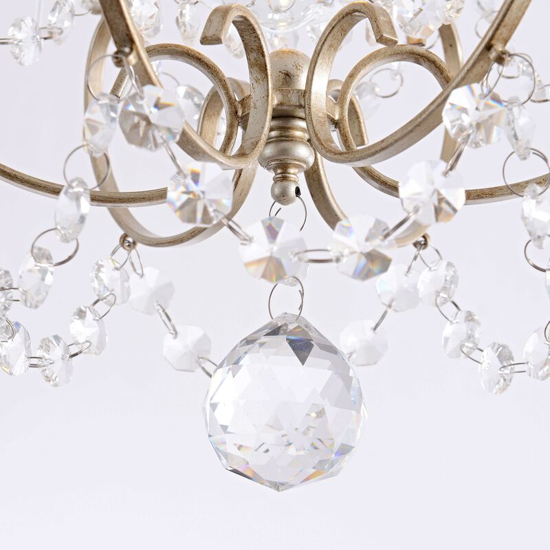 Eleanor Glam 1 Light Brushed Champagne Silver Mini Crystal Chandelier image number 7