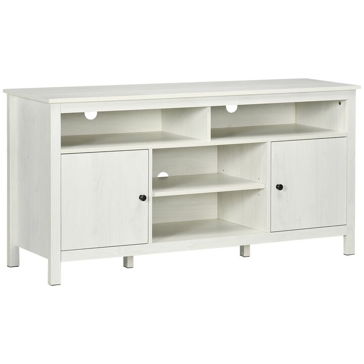TV Cabinet Stand for TVs up to 65", Entertainment Center with Storage Shelves and Doors for Living Room, Bedroom, White