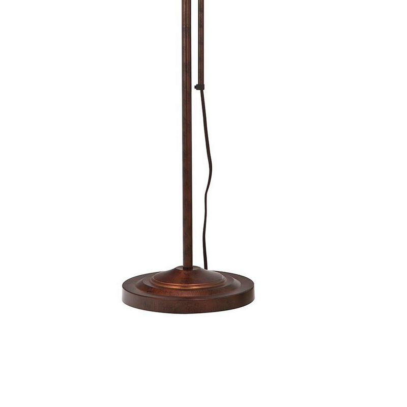 Metal Rectangular Floor Lamp with Adjustable Pole, Bronze-Benzara
