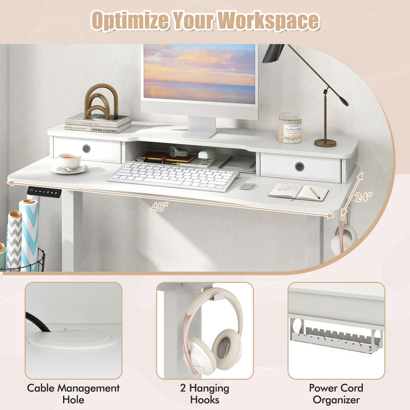 Adjustable Electric Standing Desk with Dual Drawers for Ergonomic Workspaces