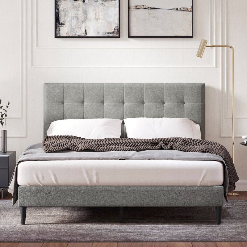 Rize Home Upholstered Complete Bed Queen Stone image number 5