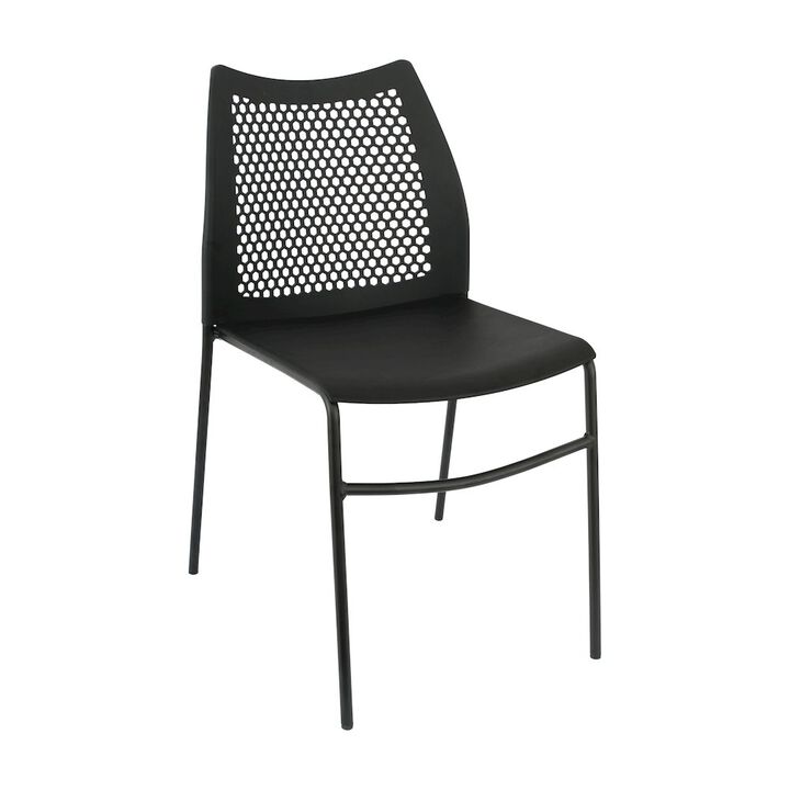 Flash Furniture Black Stack Chair with Air-Vent Back, Non-Sled Base
