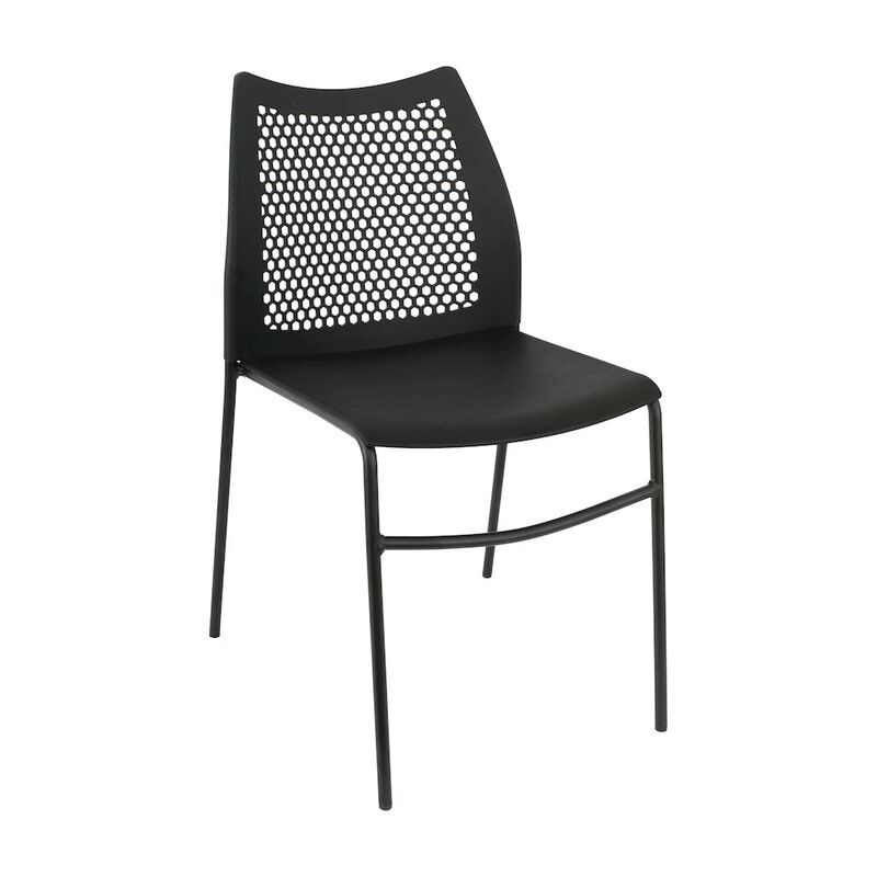 Flash Furniture Black Stack Chair with Air-Vent Back, Non-Sled Base image number 0