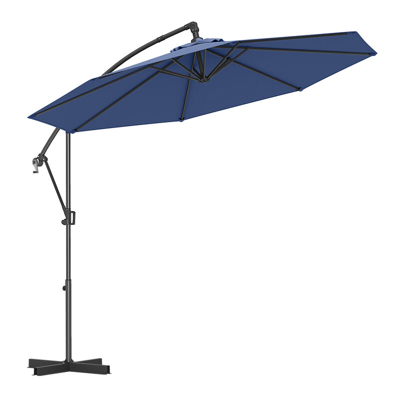 Offset Hanging Patio Umbrella with Base &ndash; Infinite Tilt Cantilever Design