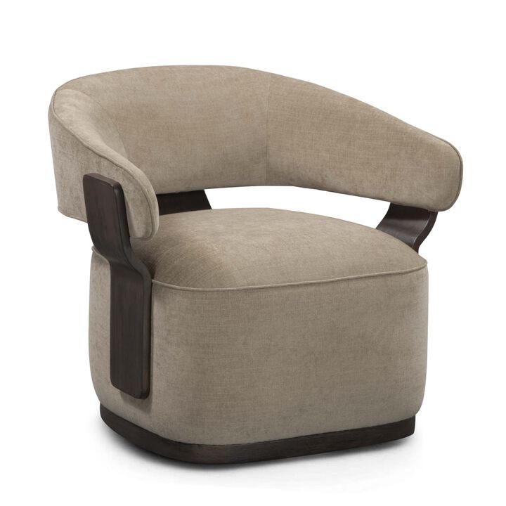 TOV Furniture Madison Linen Chenille Swivel Accent Chair in Stone