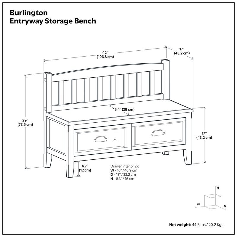 Simpli Home Burlington Entryway Storage Bench with Drawers image number 5