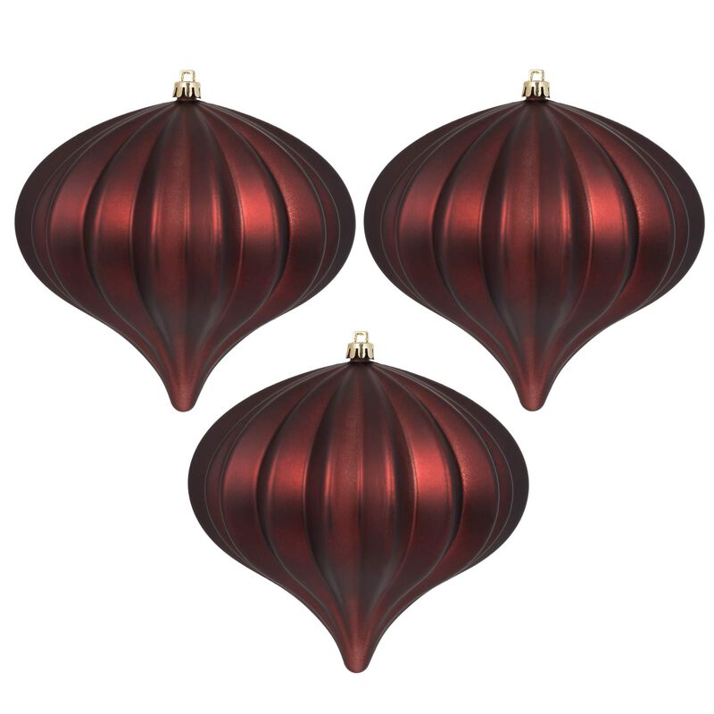 Vickerman 5.7" Burgundy Matte Onion Christmas Ornament, UV Treated, Set of 3 image number 3