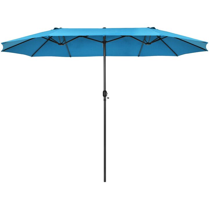 Mondawe 15 Feet Patio Double-Sided Umbrella with Hand-Crank System