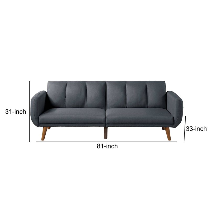 Adjustable Upholstered Sofa with Track Armrests and Angled Legs, Light Gray-Benzara
