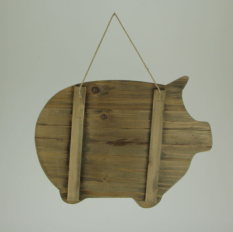 Rustic Wood Farmhouse Pig and Metal Wire Wall Basket image number 2