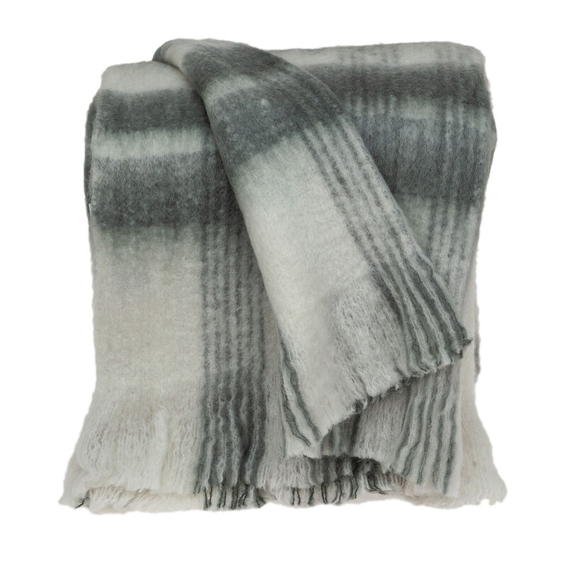 HomeRoots Transitional Gray and White Woven Handloom Throw image number 0