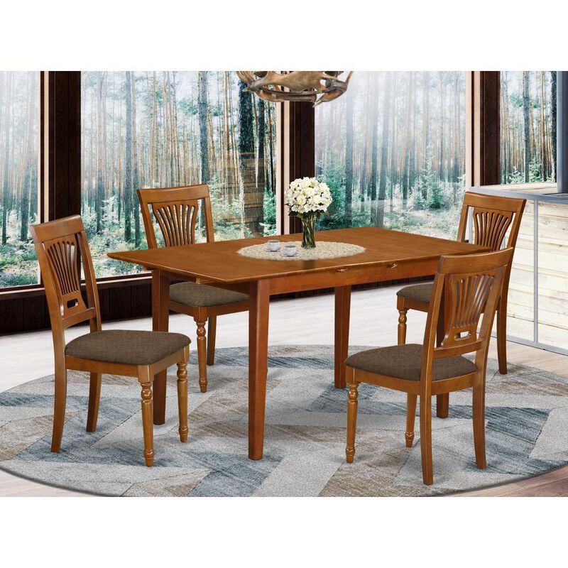 5 PC Kitchen Table set Table with Leaf and 4 Dining Table Chairs