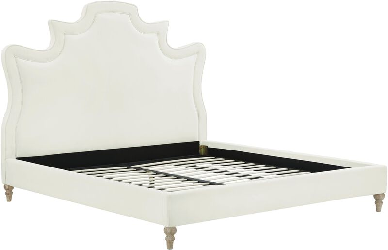 Serenity Cream Velvet Bed. image number 5