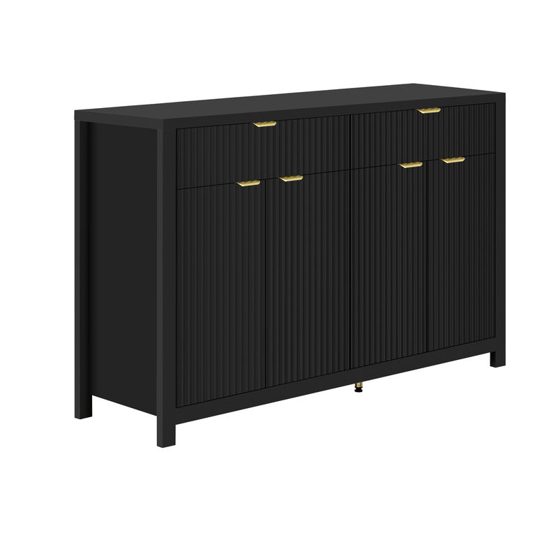 Merax Modern Wave-Pattern Sideboard Cabinet with 2 Drawers and 4 Doors