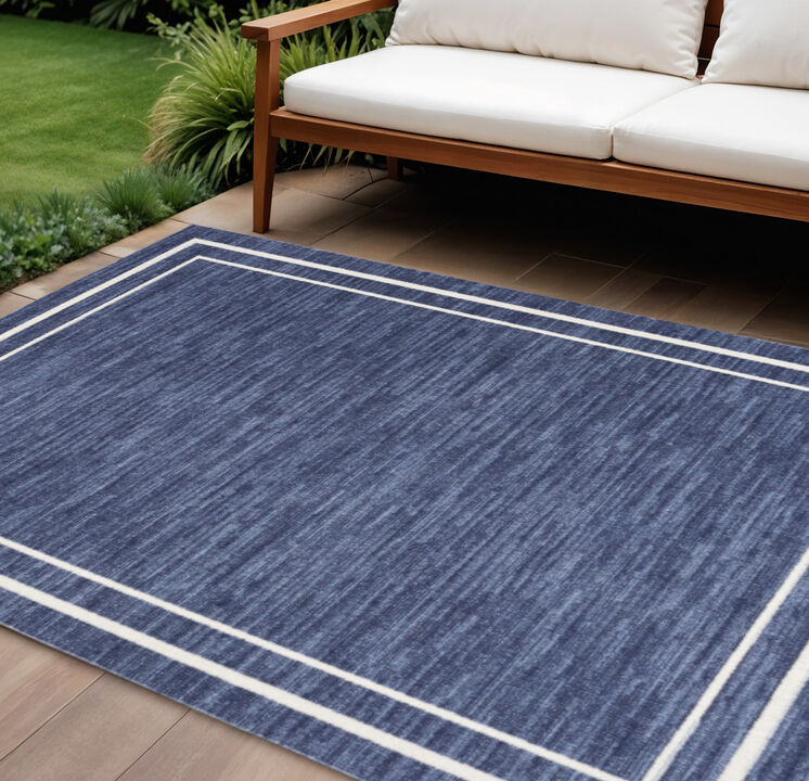 HomeRoots 7' X 10' Navy Blue And Ivory Indoor Outdoor Area Rug