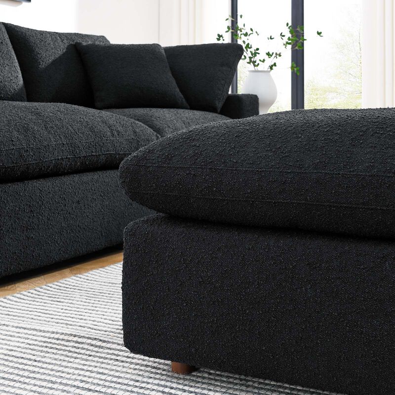 Commix Down Filled Overstuffed Boucle Fabric Ottoman image number 7