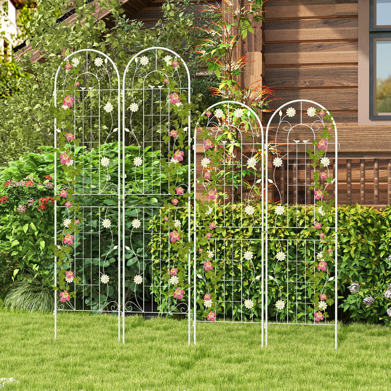 2 Pack 86.5 x 20 Inches Metal Garden Trellis for Climbing PlantsWhite