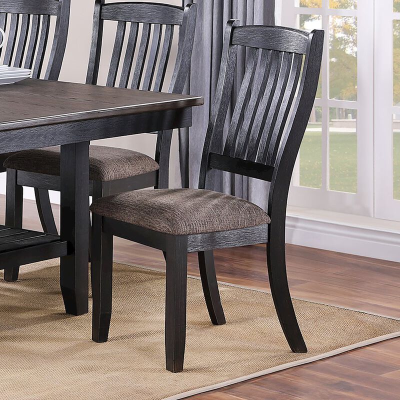 Simple Relax Dark Coffee Fabric Upholstered Side Chairs, Black(Set of 2) image number 2