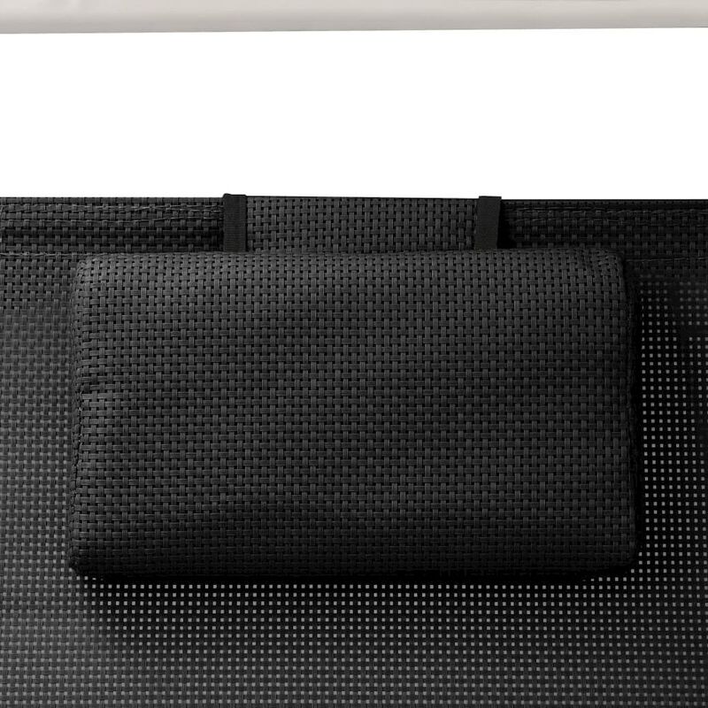 Sun Lounger Black Textilene, Steel Double Sun Lounger
