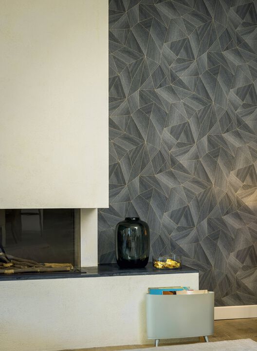 The Woods and Wicker Geometric Wood Effect Motif Silver Grey Wallpaper WW22221