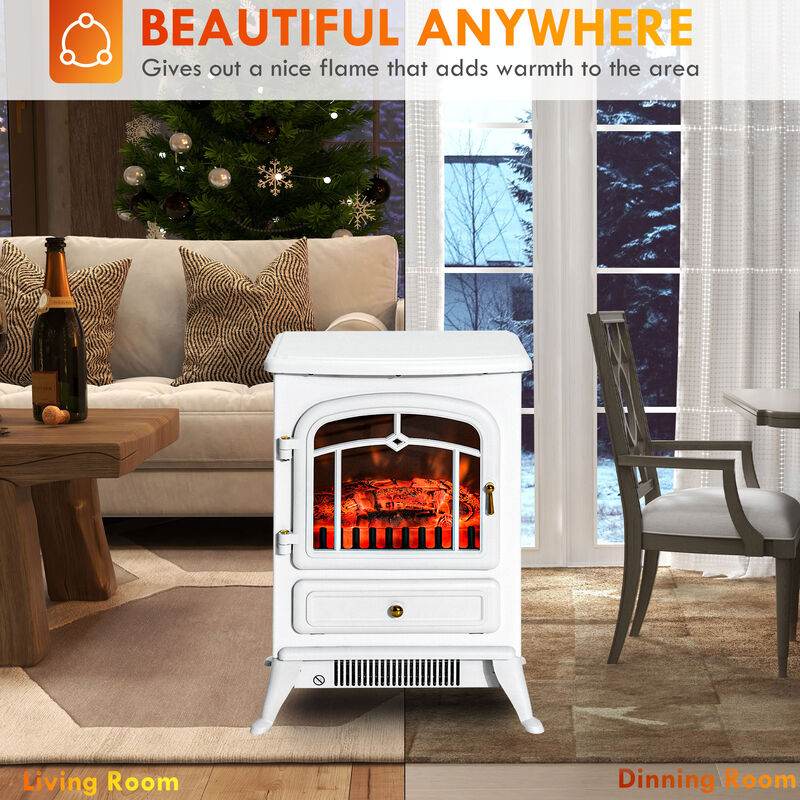 22" Electric Fireplace Heater, Freestanding Fireplace Stove with Realistic LED Flames and Overheating Protection image number 3