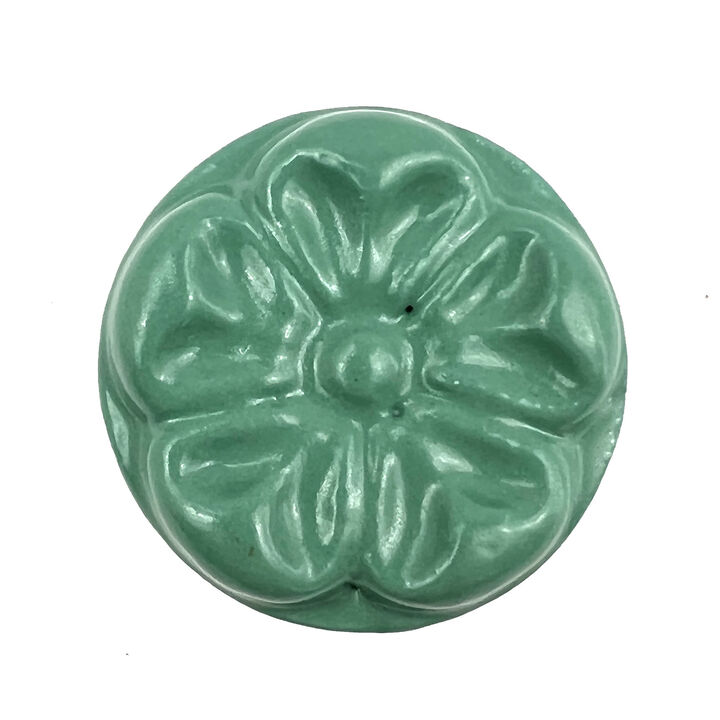 HomeRoots Set of Six Green Mushroom Knob Floral Ceramic Drawer Pull Knobs