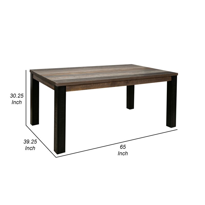 Pola 65 Inch Dining Table, Rectangular Top, Transitional Gray Brown Wood image number 5