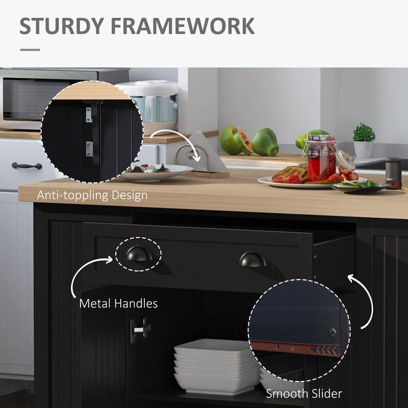 47" Farmhouse Style Kitchen Island Storage Cabinet w/ Drop Leaf Table Countertop