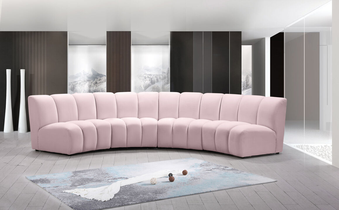 Meridian Furniture Infinity Pink Velvet 4pc. Modular Sectional