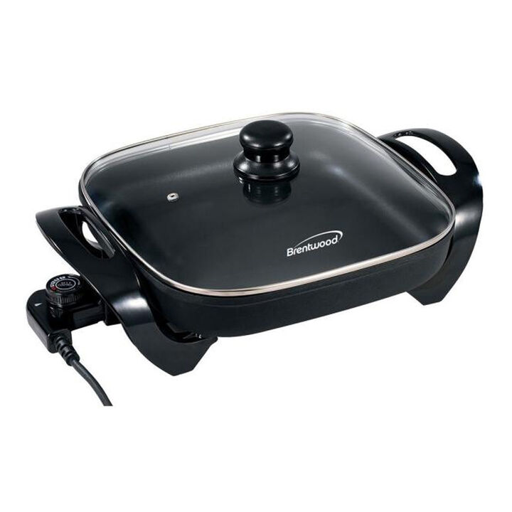 Brentwood 12 in. Electric Skillet with Glass Lid in Black