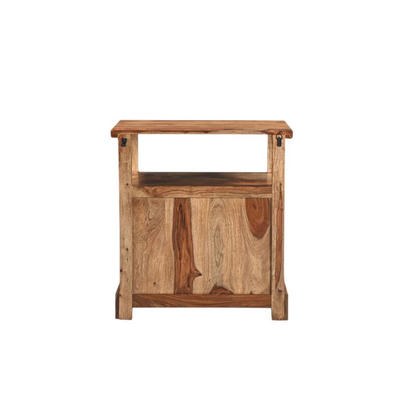 HomeRoots 27" Brown Solid Wood Two Drawer Nightstand image number 3