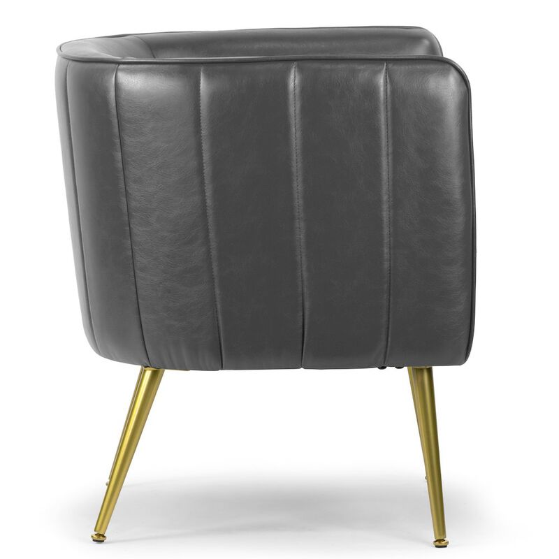 Glamour Home Avian Gray Faux Leather Accent Chair with Decorative Stitching