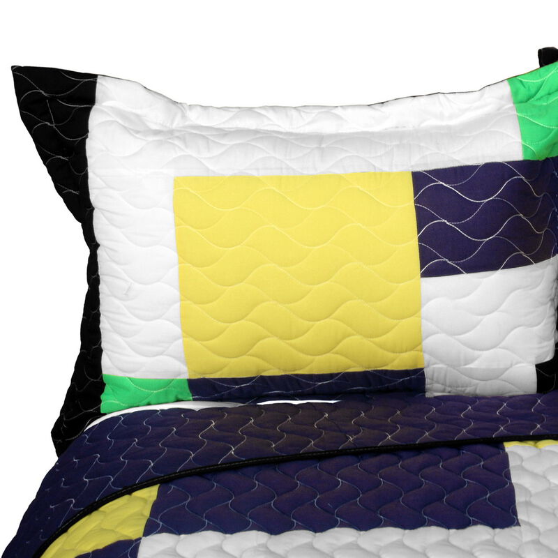 Football Field Queen Size 3PC Quilted Patchwork Bed Cover Bedding Set image number 4