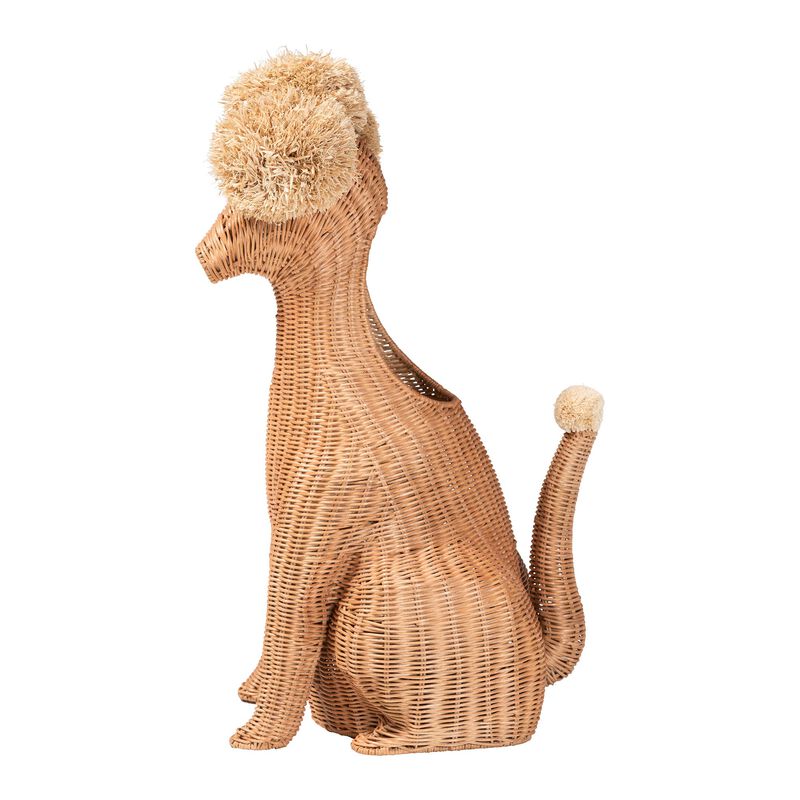 bali & pari Persis Natural Rattan Poodle Umbrella Holder - Handwoven Wicker Storage Solution image number 2
