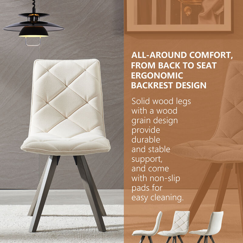 Clihome Dining Chairs Set of 2,Mid Century Modern Chairs with Wood Legs and Fabric Cushion for Dining Room image number 6