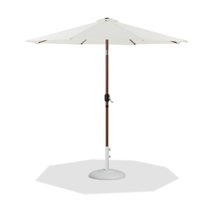 Meridian Furniture Fiji White Fabric / Matte White Aluminum Patio Umbrella with Base Sets