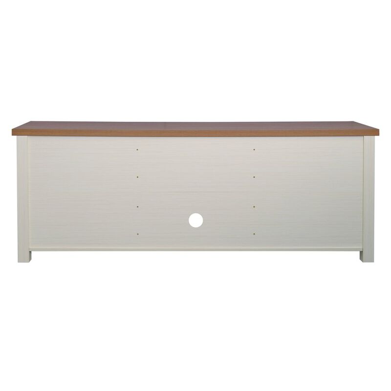 Flash Furniture 65" Open Media Console Cabinet for up to 80" TV's, Walnut Top/White Frame image number 2