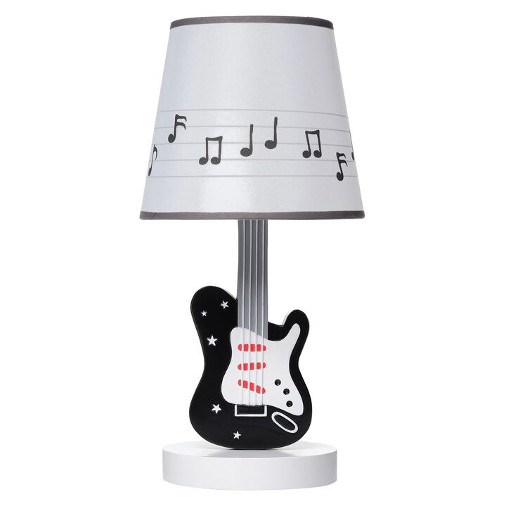 Lambs & Ivy Rock Star Guitar Lamp with White Musical Notes Shade & Bulb