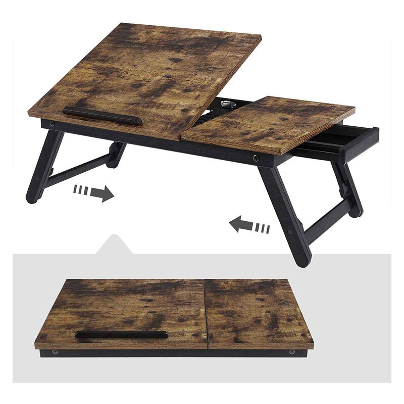 Adjustable Laptop Desk for Bed or Sofa - Tilting Top and Height Adjustable Folding Legs, Fits Up to 15.6-Inch Screens