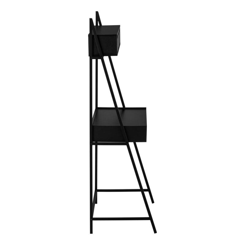 Computer Desk, Home Office, Laptop, Leaning, Storage Drawers, 32L, Work, Black