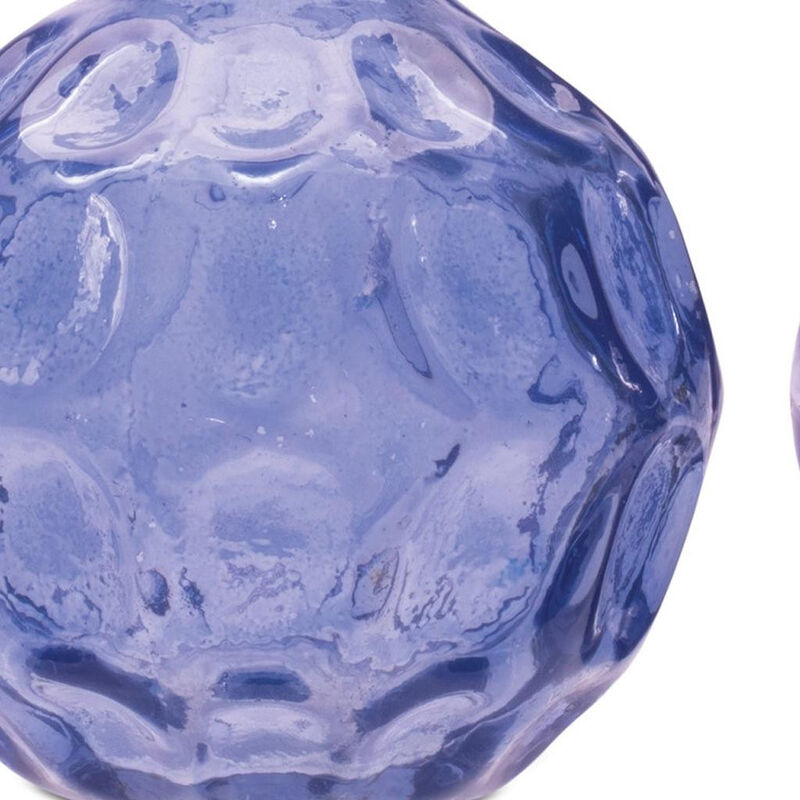 HomeRoots Set of Two Blue Glass Round Table Vases image number 4