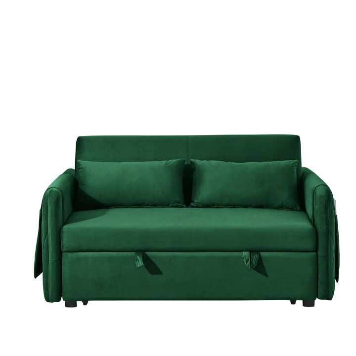 Merax Modern Convertible Sofa Bed with 2 Detachable Arm Pockets
