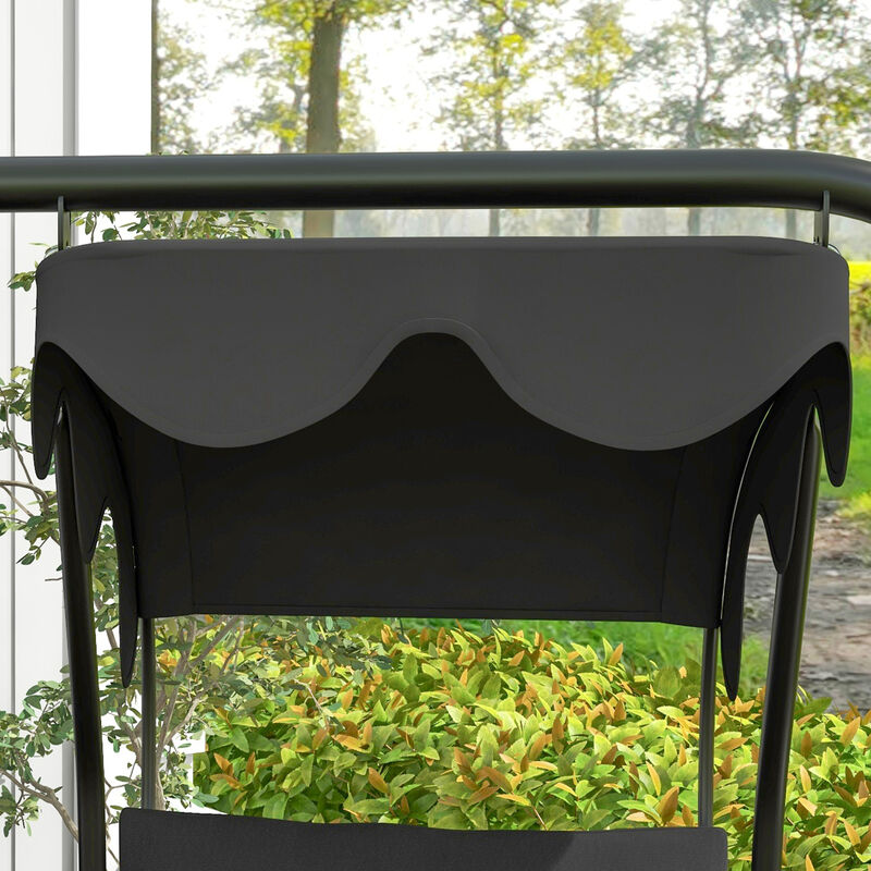 Outsunny 2 Seater Swing Canopy Replacement, Swing Top Cover, Black