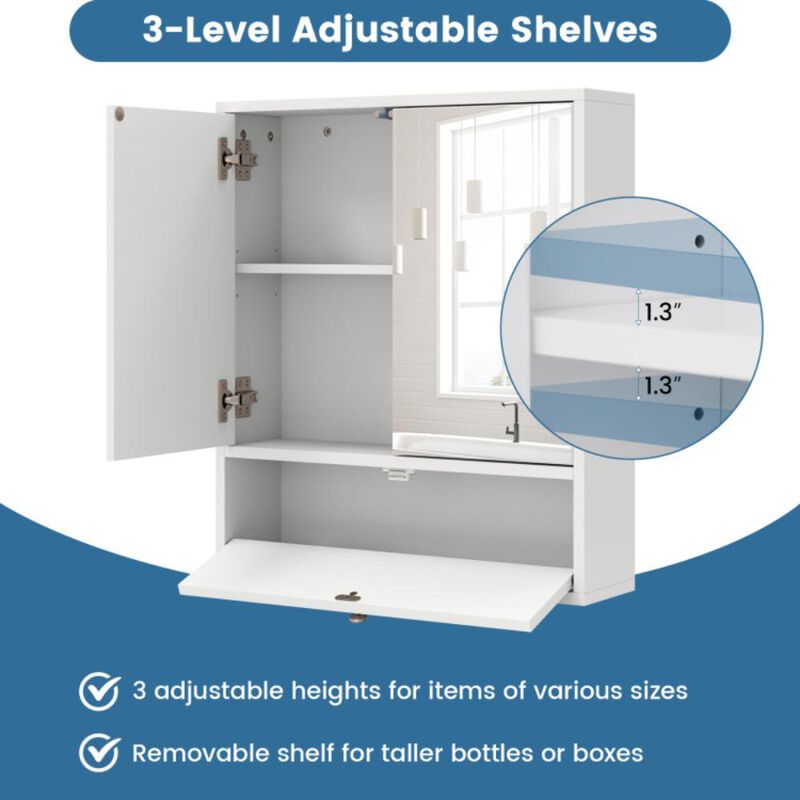 Hivvago Double Door Wall-Mounted Bathroom Mirrored Medicine Cabinet