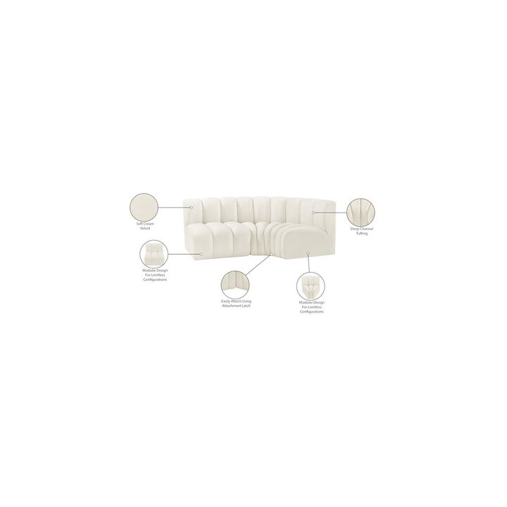 Meridian Furniture Arc Cream Velvet Modular Sofa