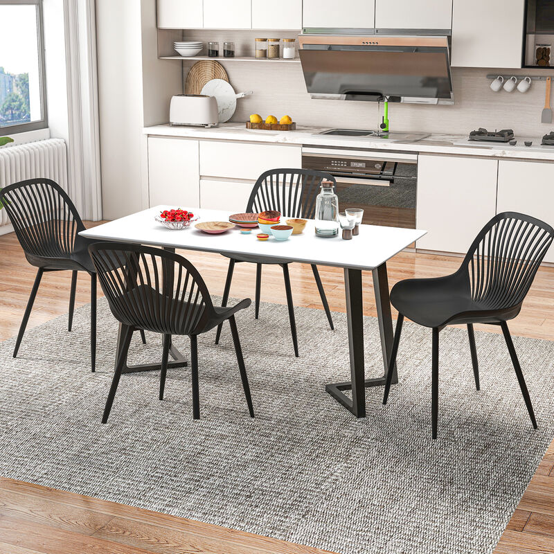 Modern Kitchen Chairs with Metal Legs, Cutout Backrest, Curved Seat for Dining Room Home Office